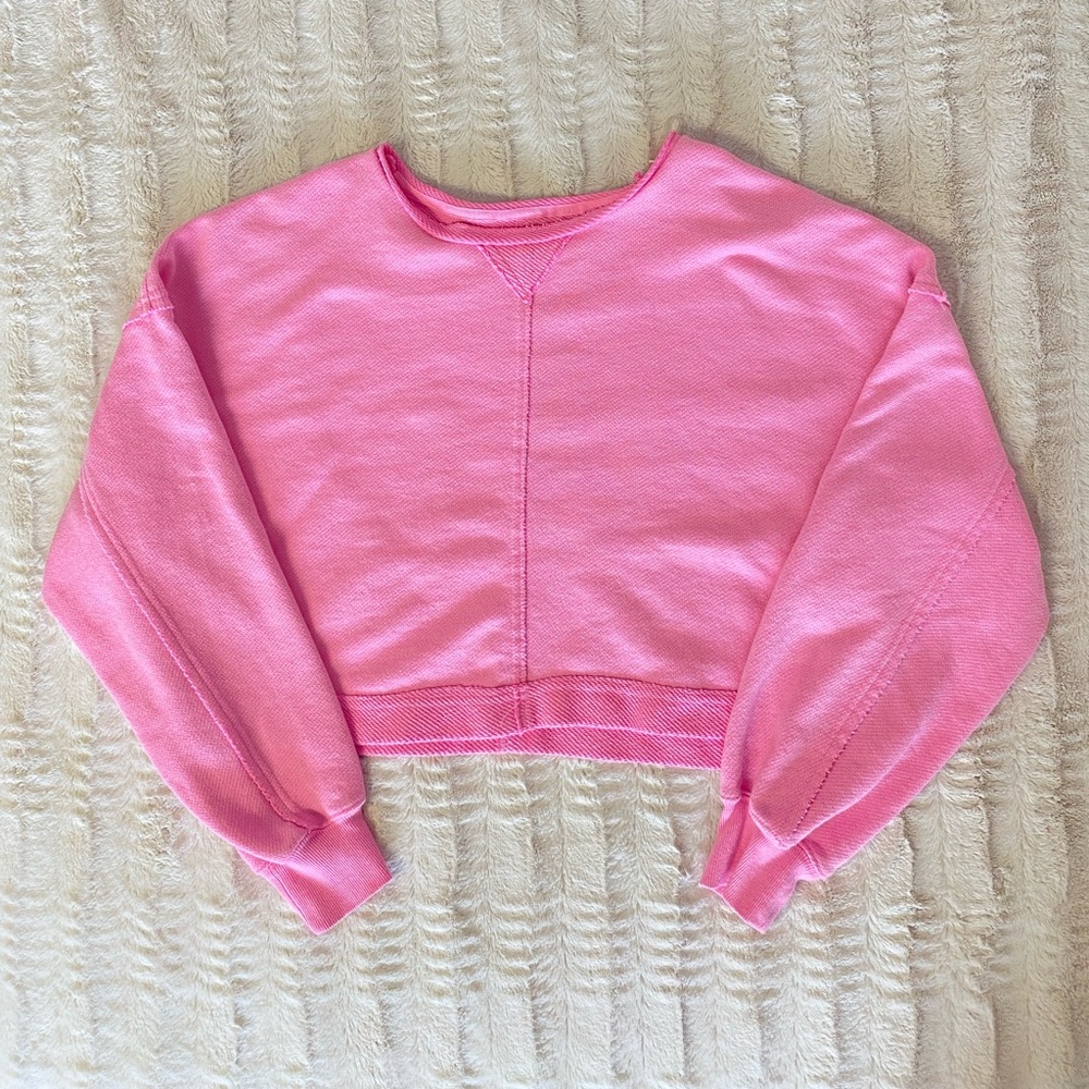 SO Vibrant Pink Knit Oversized Cropped Sweater